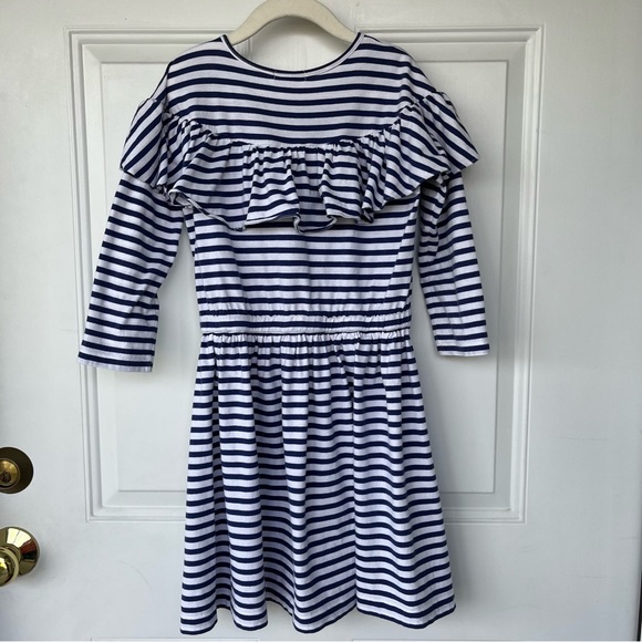 •Crewcuts• Blue/White Striped Dress with Ruffles - Size 8 - Picture 4 of 7
